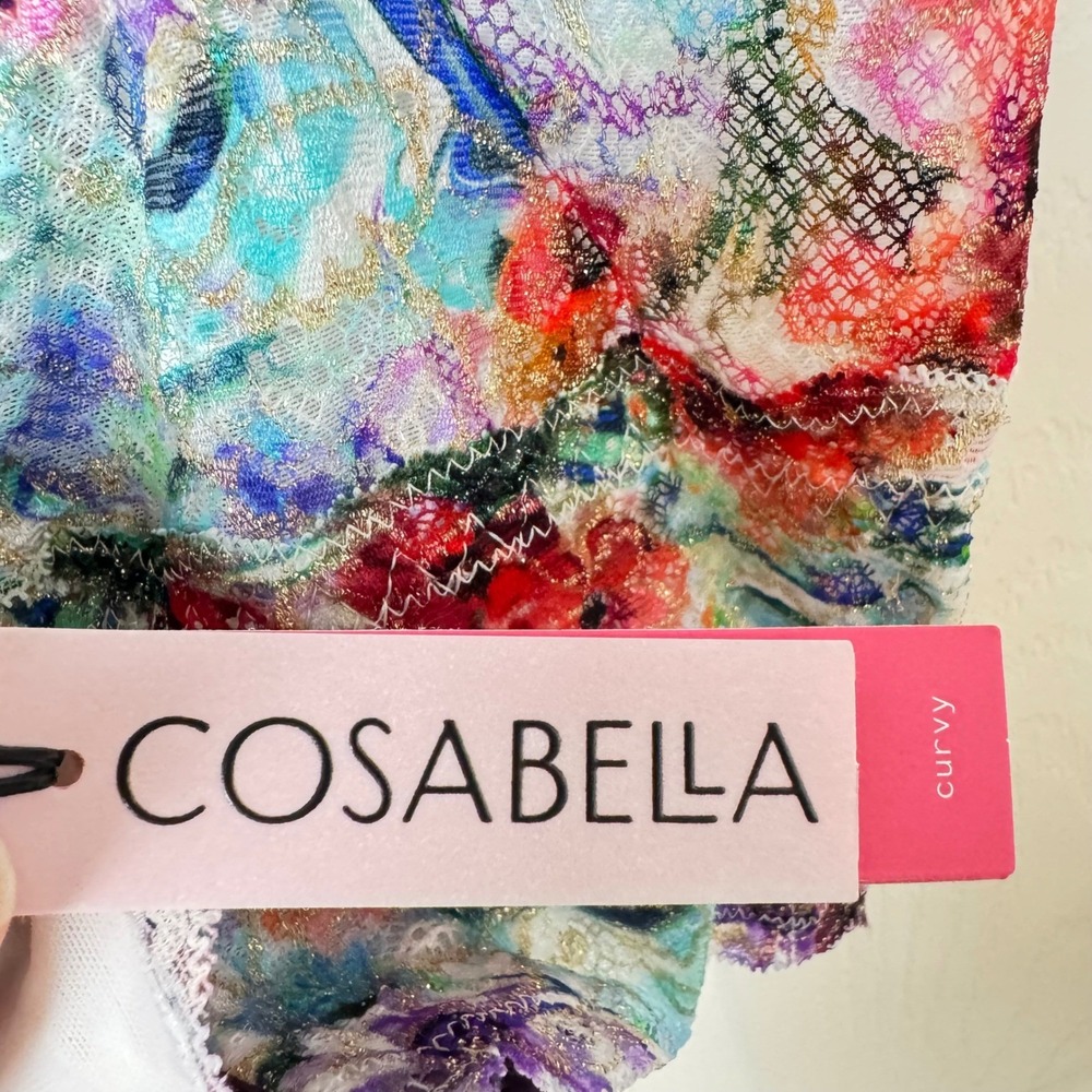 Cosabella Plunging Longline Bralette Women XS Floral Lace Curvy NEW - Picture 3 of 7